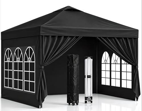 10x10 Pop Up Canopy with Sidewalls- Portable Sun Shade Beach...