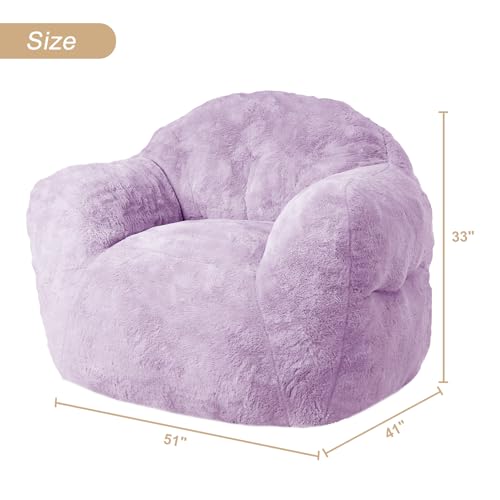 Image of GarveeHome Bean Bag Chair with Filler, 51 inch Giant Bean Bag Sofa for Adults Kids, Soft Cozy Large Beanbag Sofa Chair with Armrests for Living Room Bedroom, Purple