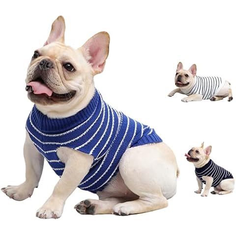 Pet Dog Jumper Dog Sweater Cotton Puppy Cat Jumper Sleeveless Striped Jumpsuit Knitted Vest Warm Knitwear Autumn Winter Coat Knitting Clothes for Small Medium Large Dog Kitten Blue Size XL Cover