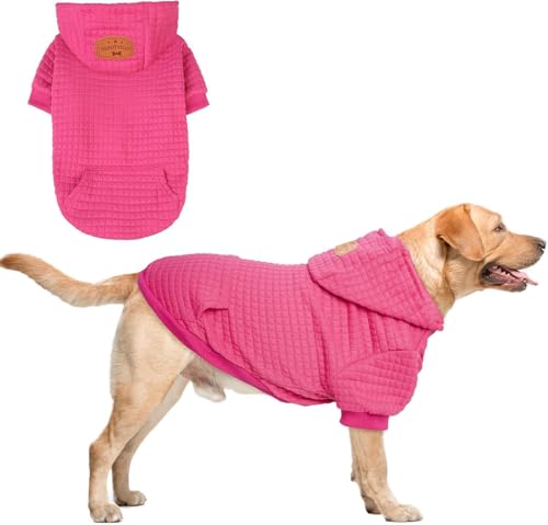 Image of BEAUTYZOO Dog Hoodies Sweater for Large Dogs,Waffle‑Like Laminated Pet Coat | Warm Dog Sweatshirt with Pocket & Leash Hole,Pullover Clothes for Girl Boy Dogs,Stretchy & Easy‑On‑Off,Labrador & Great Danes