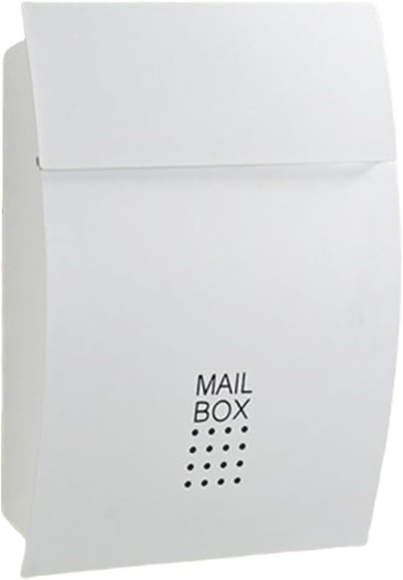 Mailbox, Wall Mount Mailbox, Locking Wall Mount Mailbox, Large Capacity Locking Mailbox, Security Key Drop Box, Outdoor Rainproof Mailbox(White)