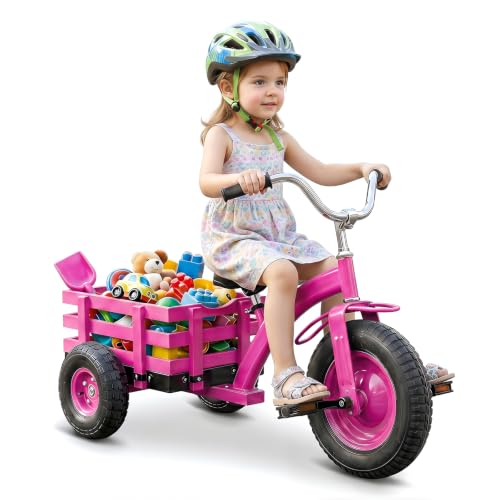 COSTWAY Triciclo Infantil con Cesta de Almacenamiento (Rosa)