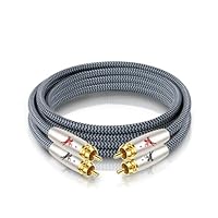 Tertullus High-end RCA-kabel, audiokabel voor platenspeler, thuisbioscoop en hifi-installatie, OFC verzilverd, 24k vergulde stekker (2 m