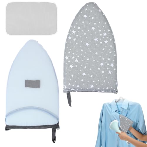Yuomeaz Heat-Resistant Steamer Mitt Glove with Pressing Cloth, Portable Heat-Resistant Steamer Mitt Glove with Pressing Cloth, Handheld Ironing Board Garment Steaming Accessories Gloves for Clothes