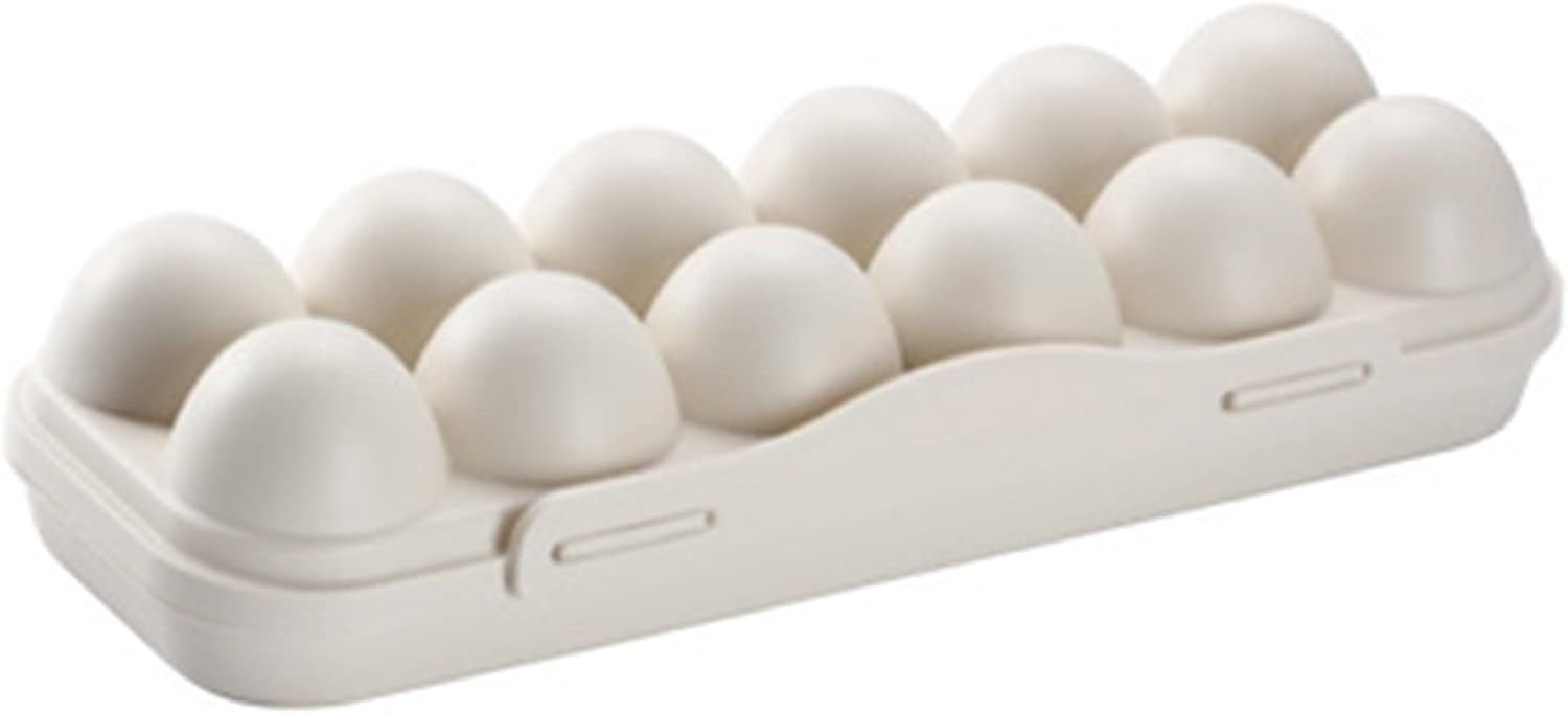 Egg Basket Egg Storage Box Buckle Type with Lid PP Preservation Refrigerator Storage Container Egg Shelf Kitchen Tool for Home(Color:18 Grid Gary) (12 Grid Khaki)