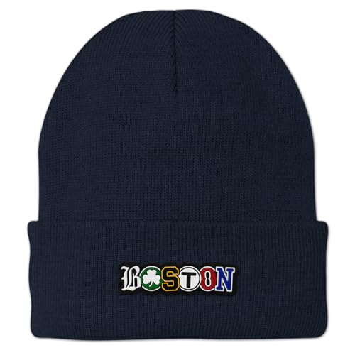 Chowdaheadz Boston Townie Pride PVC Cuff Knit - Unisex Winter Hat Navy
