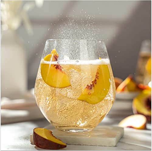 Stemless Wine Glasses (4 Pack - 18 Ounces) Drinking Glasses Highly Durable, Round Bowl Glasses For Wine, Red And White Wine Tumblers, European Made Cocktail Glasses, Stemless Wine Glass, Wine Goblets #TOP3