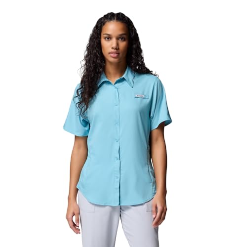 Columbia Womens PFG Tamiami II Short Sleeve Fishing Shirt, Vintage Blue, X-Small