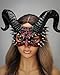 Devil Horns Demon Scary Masquerade Mask for Men Halloween Cosplay Ram Horns Voodoo Masks Headpiece Halloween (Spiked Red and Black Devil Ram Horns)