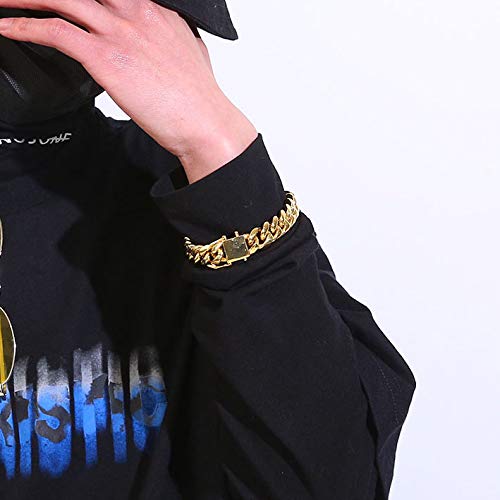 malyituk Pulsera Punk, Pulsera Cy-Punk Pulsera Personalizada de Cuba Pulsera Hip Hop Masculino Joyería de Rap de Moda Rock Versátil Ins Estilo Europeo y Americano Cover