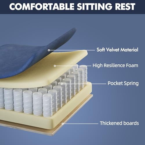 Image of Soontrans Blue Velvet Fabric Gaming Chair with Footrest, Ergonomic Comfortable Video Gamer Chair for Adult, Reclining Office Computer Desk Game Chairs with Massage Lumbar Cushion,Headrest