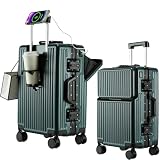2-Piece Hardshell Zipperless Luggage Set, 20/26" Aluminum Frame Hardshell Spinner Luggage, Airline Approved Carry-On Luggage, TSA Lock, 360° Quiet Wheels With Cup Holder (green)