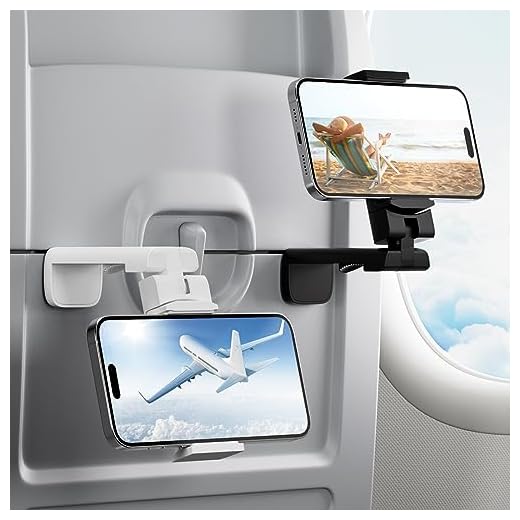 2 Pack Universal Airplane Phone Stand Holder, Klearlook 360 Degree Rotation Travel Essentials Phone Mount for Desk, Handsfree Flexible Travel Accessories for Flying, Valentines Day Gift for Couple