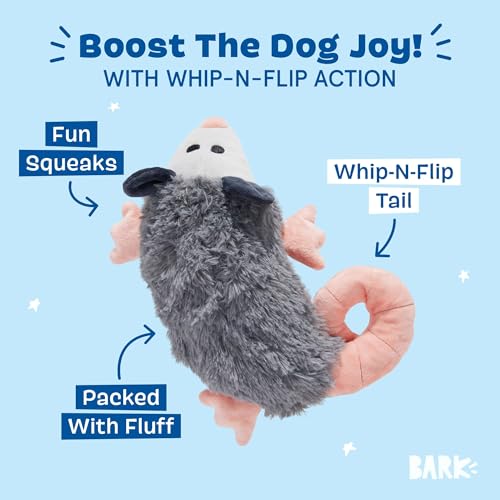 Image of BarkBox Poppy Possum Interactive Plush Dog Toy | Squeaky Dog Chew Toy with Whip-N-Flip Tail - For Dogs and Puppies