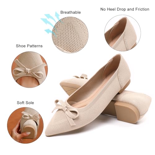 Image of Flats for Women Pointed Toe Knit Foldable Ballet Flat Shoes