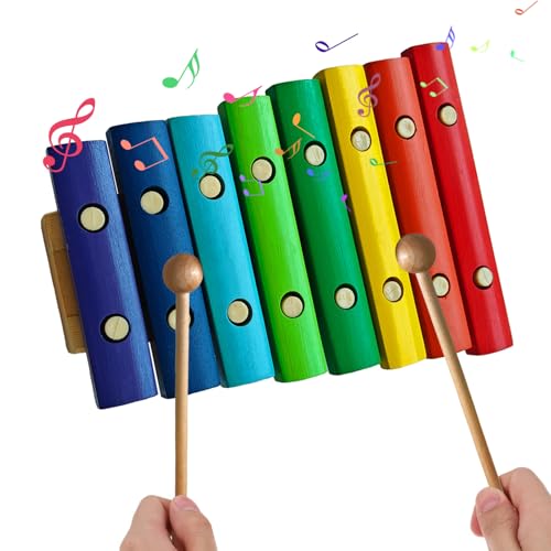 木製のキシロフォン楽器8メモ2マレット付きカラフルな鍵バーチバーチウッドパーカッションミュージックツール初心者向け誕生日ギフト音楽愛好家