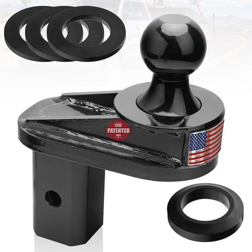 TOWGUARD 4 Offset Gooseneck Ball Extender for Short Bed Trucks Square Base 2-5/16 Ball with 2 Rise Cab Clearance Reinforced Gusset Anti-Rattle PU Washers Fits Square Turnover Ball Hitches