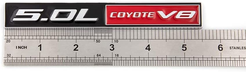 Image of 2X 5.0L Coyote Emblems, 3D Trim Fender Hook Trunk Badge Decals Stickers (Black-red)
