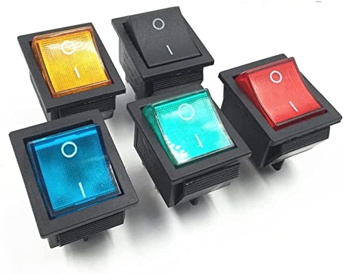 Latching Rocker Switch Power Switch I/O 4 Pins with Light 16A 250VAC 20A 125VAC KCD4 DPST Boat(Yellow)