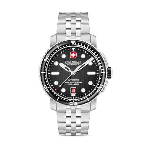 Swiss Military Hanowa Maitre PLONGEUR Reloj automático para Hombre con Cristal de Zafiro y 2 Correas, Plata Gris, Standart, Gancho