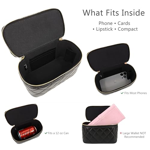 Image of M-ioi-M Small Genuine Leather Purse Quilted Crossbody Bag for Women, Mini Top-Handle Shoulder Handbag w /Gold Chain Strap