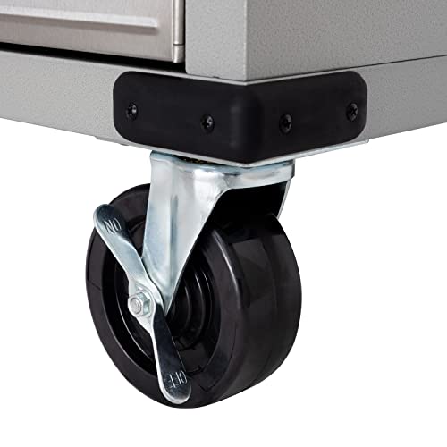 Seville Classics Ultrahd Solid Steel Rolling Lockable Metal Storage Cabinet Locker Organizer W/Adjustable Shelves For Garage, Warehouse, Office, Classroom, 36" W X 18" D X 72" H, Granite Gray #TOP3