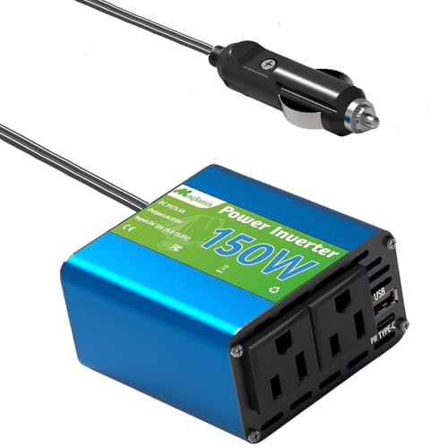 Image of 150W Power Inverter - Converter Vehicle Adapter Plug Outlet 12v to 110v,Power Inverter Car Plug Adapter with 2 AC Outlets,Power Inverters for Vehicles,Cigarette Lighter Outlet for Phone/Laptop