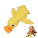 Gxdamxz Anti Stress Ente für Hund, Hundespielzeug Antistressente Quietschendes Kuscheltier, Gelbe - 23x17CM