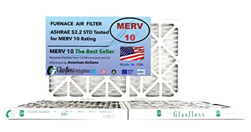 Glasfloss 18x18x2 - MERV 10 -Qty:4 - Furnace Air Filter - Made in USA (Actual Size: 17.5 x 17.5x1 3/4 inch) Glasfloss 18x18x2 - MERV 10 -Qty:4 - Furnace Air Filter - Made in USA (Actual Size: 17.5 x 17.5x1 3/4 inch)