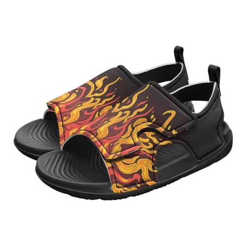Boys Sandals Summer Kids Shoes Fire Dragon Print Open Toe Sport Outdoor Athletic Sandals Quick Dry Water Shoes