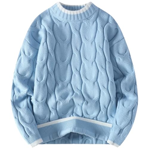 ERFMFKL Men's Loose Twisted Mock Neck Sweater Soft Warm Knitwear Casual Pullovers Jumpers