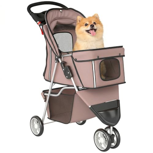 PawHut Hundewagen Hundebuggy Faltbar bis 10kg für kleine Hunde Kaffee