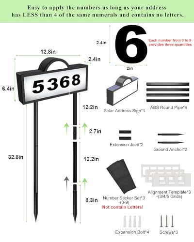 image for INDARUN Solar Address Signs for Yard, 45 LEDs Lighted House Numbers wi