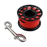 POFET 30 m Tauchspule, Reel Diver Spool Reel Cave Line Wheel mit Daumenstopper zum Tauchen, Schnorcheln, Wassersport (schwarz)
