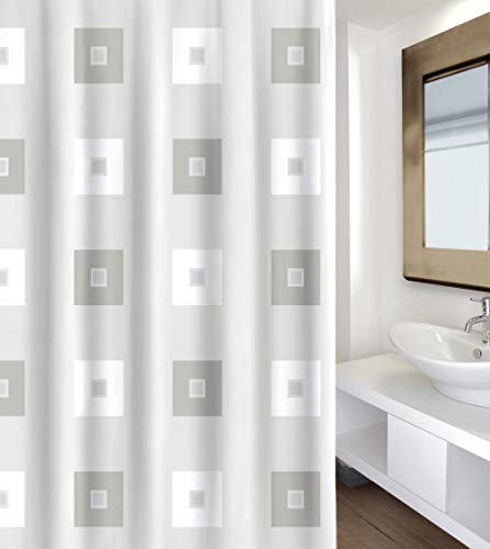 MSV "Blocks Polyester Shower Curtain, Multi-Colour, 180 x 200 cm, W 7.9" x L 11.8" (1 Panels)