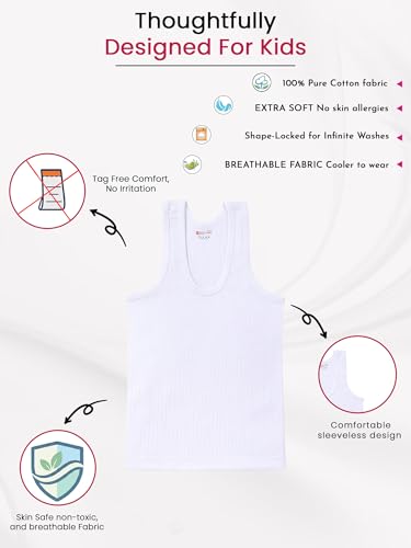 Image of BODYCARE Kids Boy's Regular Fit Top | 100% Cotton| Skin Friendly | Lightweight | Sleeveless Design | Pack of 6
