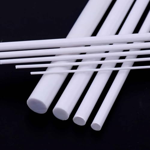COYOUCO 8Pcs White Plastic Rods, Dia 6/8/10Mm Length 500Mm ABS Round Stick Solid Bar for DIY Toys, Building Model Making,6mm 18pcs