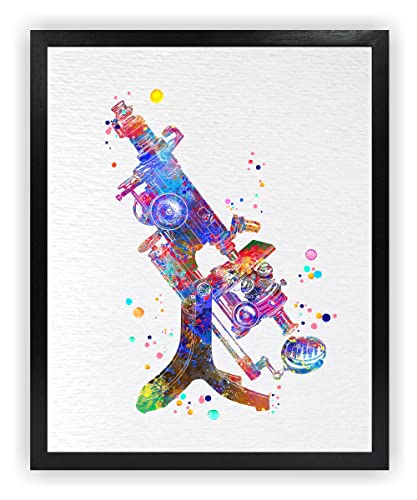 Dignovel Studios 8X10 Unframed Optical Microscope Biology Tools Science Laboratory School Discovery Watercolor Art Print Poster DN718