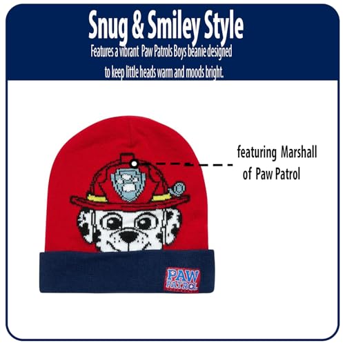 Image of Nicklelodeon Paw Patrol Boy's Winter Hat and 2 Pair of Gloves or Mittens Set (Toddler /Little Boys) Size Age 4-7, Paw Patrol Reversible Glove with Handwarmers