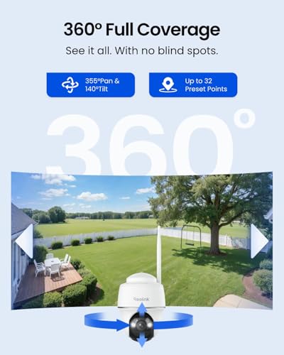 Image of REOLINK Security Cameras Wireless Outdoor, Pan Tilt Solar Powered, 5MP 2K+ Color Night Vision, 2.4 /5GHz WiFi, Smart Cameras for Home Security, Works with Home Hub, Argus PT + Solar Panel