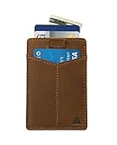 Andar Leather Card Sleeve Slim Wallet, Front Pocket RFID Blocking Minimalist Card Holder - Full Grain Leather - The Monarch (Saddle Brown)