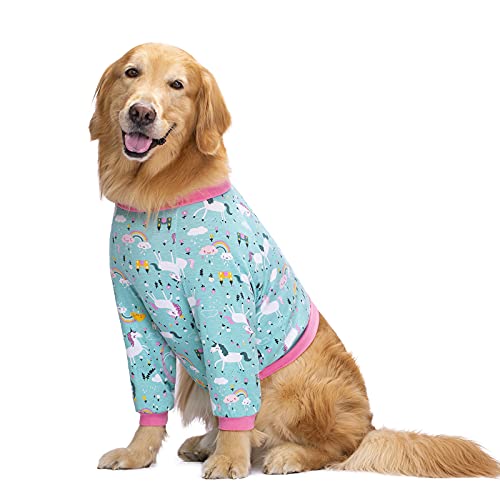 Miaododo Cotton Large Dog Shirts,Short T Shirt Pet Dog Clothes With Sleeves,Dog Pajamas Pjs Knee Joint Thickening Protection (32, Green) #TOP1