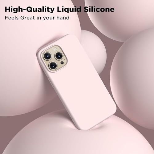 Image of Back Cover for iPhone 13 Pro Case,[Military Shockproof Protection] Liquid Silicone Case with [Soft Anti-Scratch Microfiber Lining for iPhone 13 Pro (Lovely Pink)