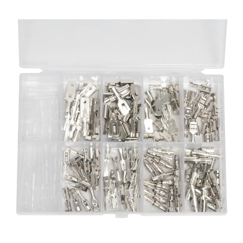 AUTO OCCASION 120 piezas de conectores de pala de alambre macho y hembra de 2,8/4,8/6,3 mm, kit surtido de bloques de terminales de crimpado para altavoz de audio de coche, cableado eléctrico