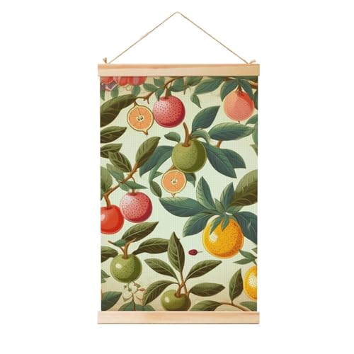 Impression sur toile plantes et fruits pour déco salon tableau suspendu bois