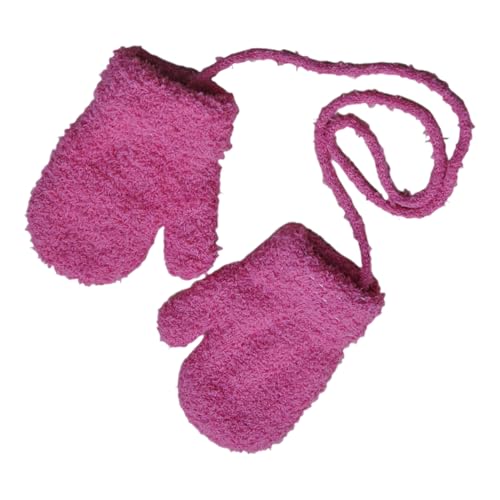 Guantes térmicos de felpa suave para protección contra la intemperie, diseño antipérdida con correa de muñeca ajustable, accesorios cómodos y cálidos para niños de 1 a 3 años, 3.94 x 5.12 pulgadas