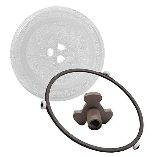 WORDFUN Mikrowellenteller, Mikrowelle Plattenspieler, 24.5/25.5/27/31.5cm Ersatz Teller Glasplatte, Glasteller Für Mikrowelle, Mikrowellenzubehör, Glass Drehscheibe, Mit 3 Fixierern