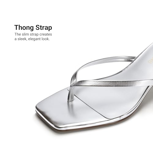 Image of DREAM PAIRS Kitten Heels for Women Flip Flop Low Heels Square Open Toe Sandals Thong 1.97 Inch Heeled Sandals for Summer Vacation