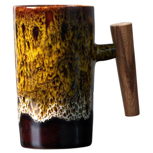 Tasse de style japonais en céramique jaune pour bureau et maison