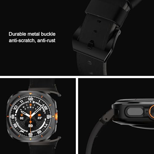 Image of Vintage Leather Band Compatible with Samsung Galaxy Watch Ultra Band 47mm (2025 /2024), 24mm Wide Crazy Horse Leather Strap for Galaxy Watch Ultra Men Women Retro Brown